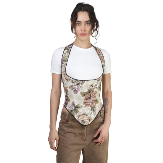 Corset bajo busto, Tapicería, Floral, Ajuste en la espalda