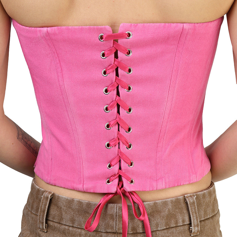Corset talle medio, Algodón, Rosa, Ajuste en la espalda