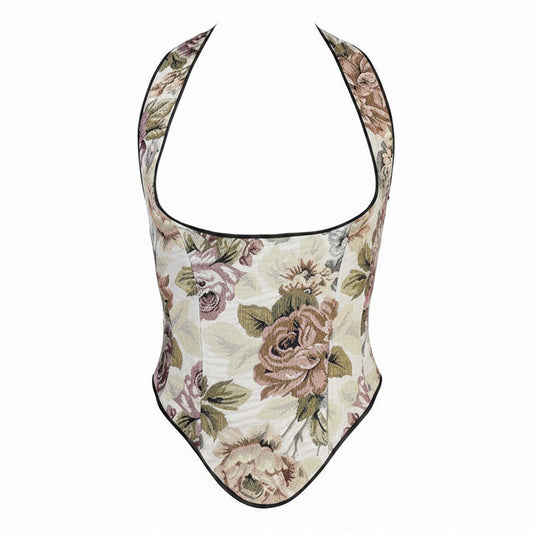 Corset bajo busto, Tapicería, Floral, Ajuste en la espalda
