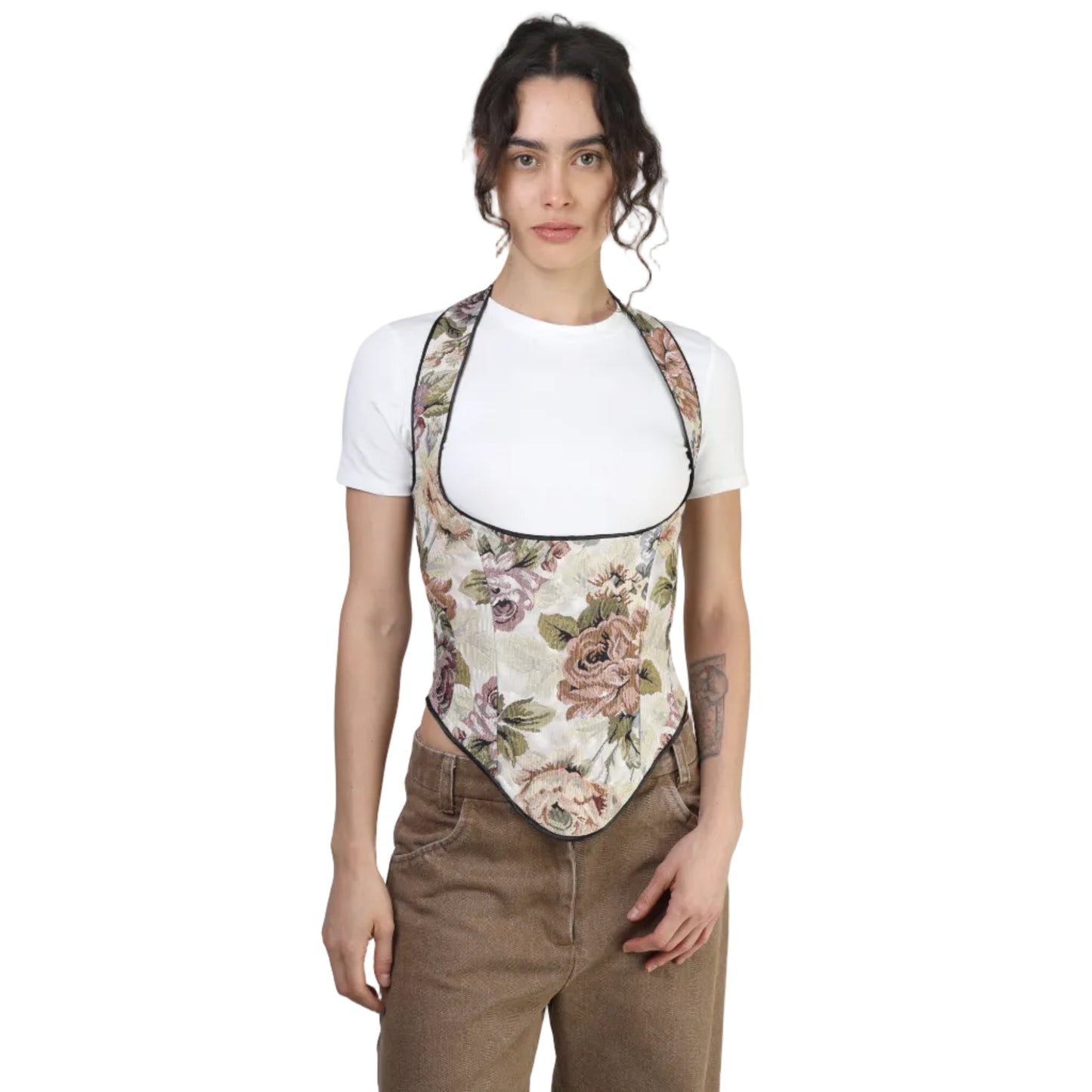 Corset bajo busto, Tapicería, Floral, Ajuste en la espalda