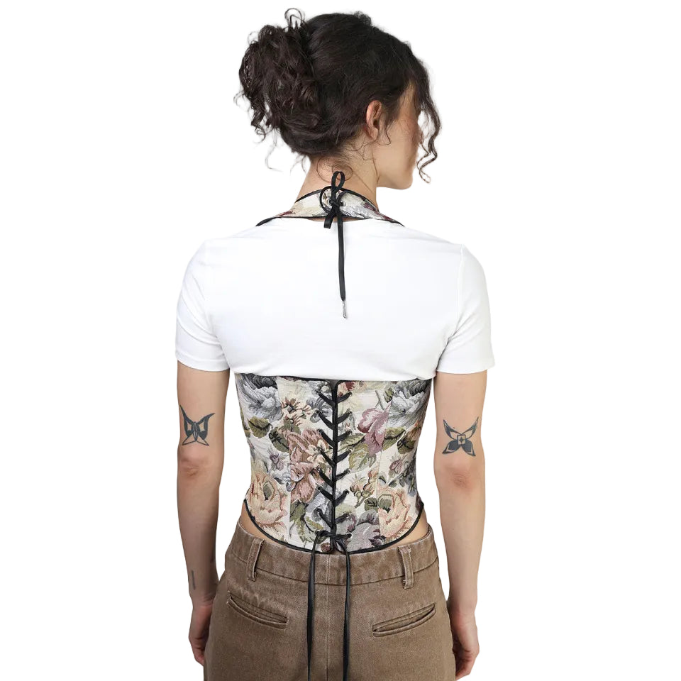 Corset bajo busto, Tapicería, Floral, Ajuste en la espalda
