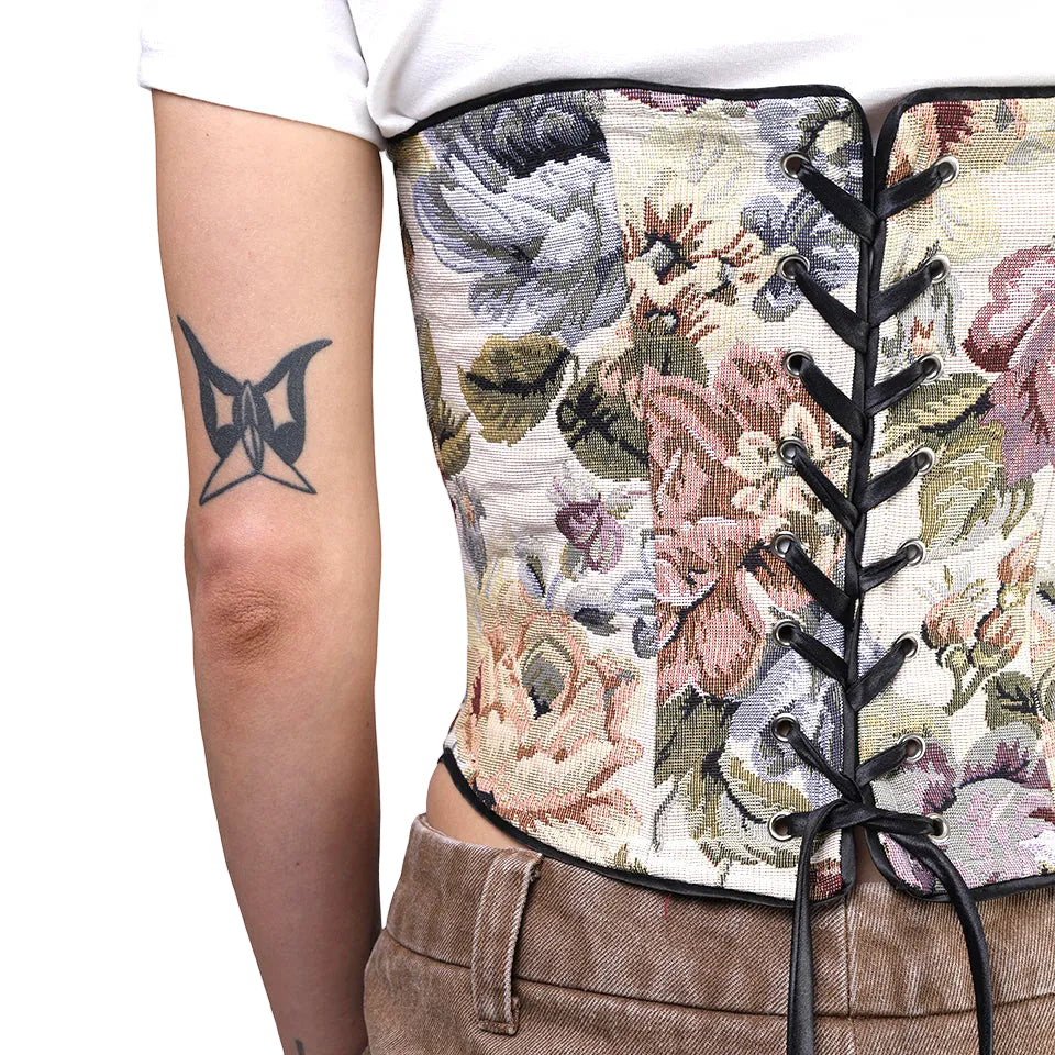 Corset bajo busto, Tapicería, Floral, Ajuste en la espalda