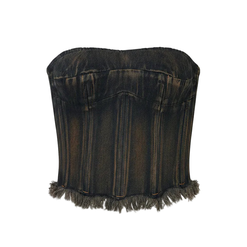 Corset talle medio, Mezclilla, Oxido, Ajuste en la espalda