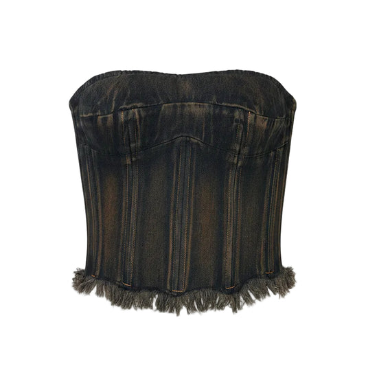 Corset talle medio, Mezclilla, Oxido, Ajuste en la espalda