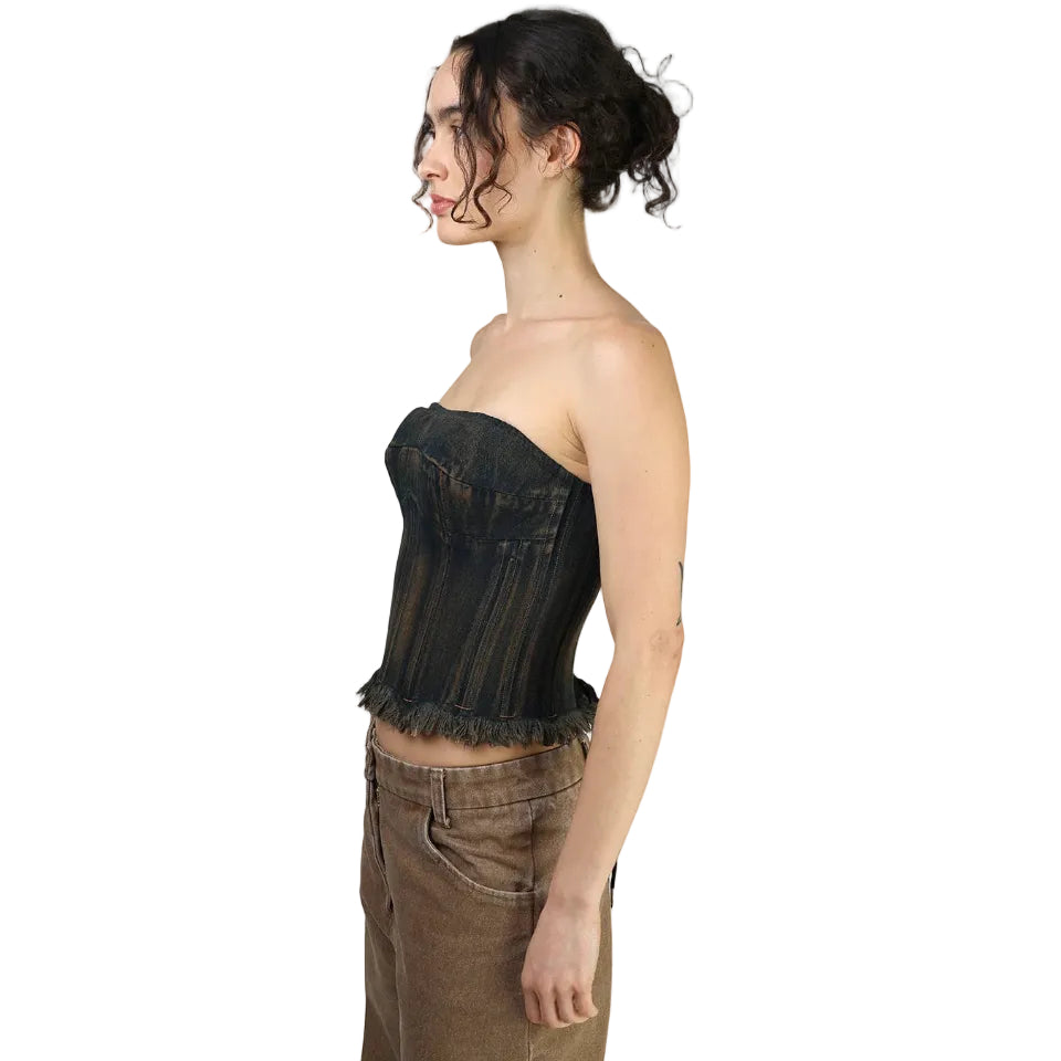 Corset talle medio, Mezclilla, Oxido, Ajuste en la espalda