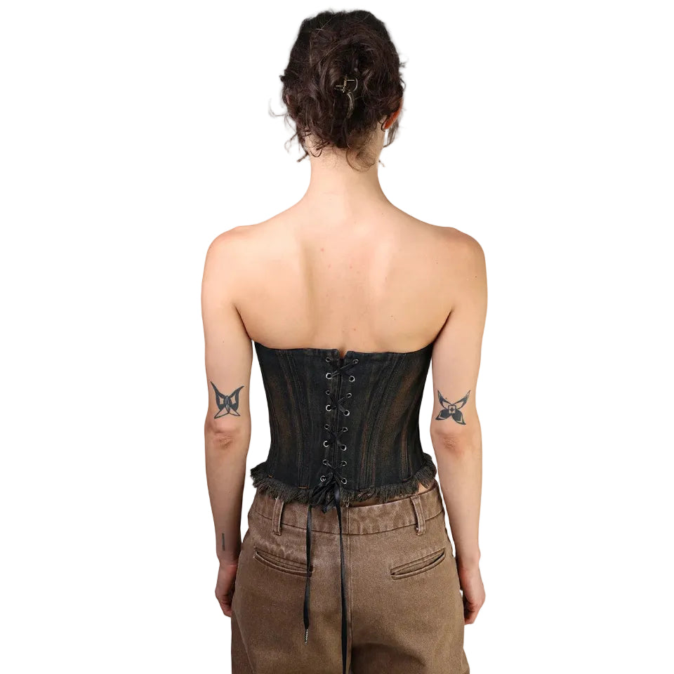 Corset talle medio, Mezclilla, Oxido, Ajuste en la espalda