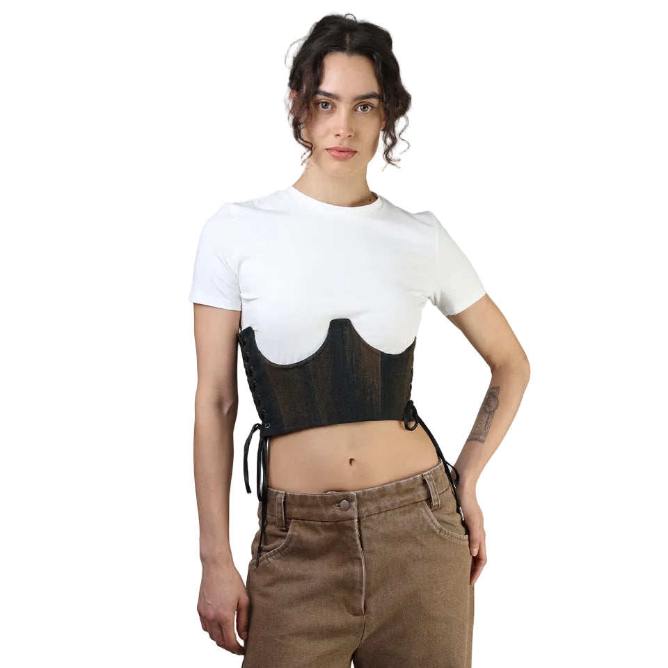 Corset talle corto, Mezclilla, Underbust