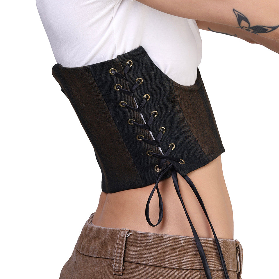 Corset talle corto, Mezclilla, Underbust