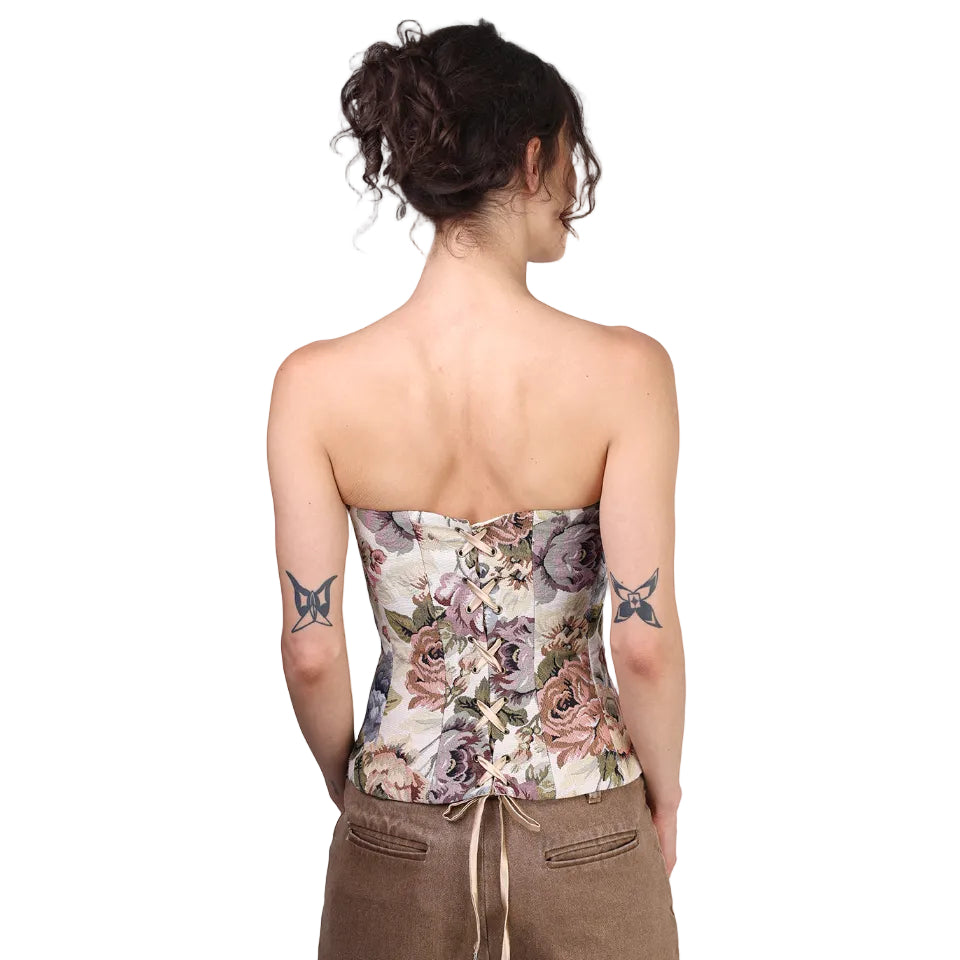 Corset talle largo, Tapicería, Floral