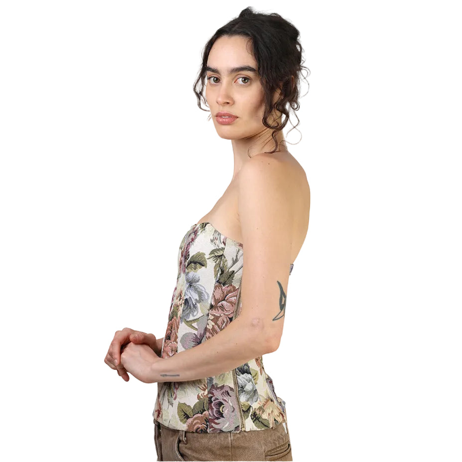 Corset talle largo, Tapicería, Floral
