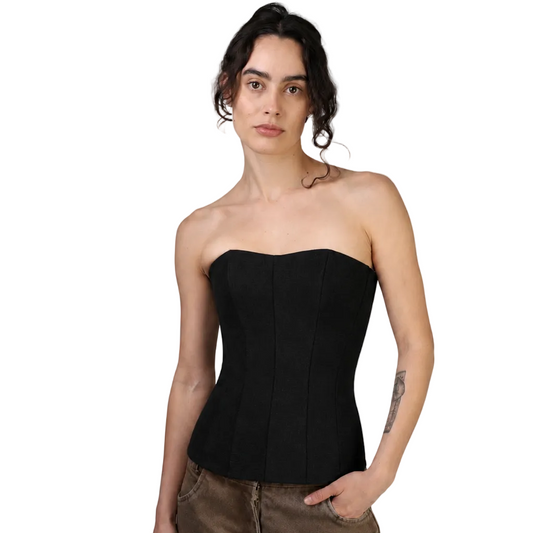 Corset talle largo, Gabardina, Negro