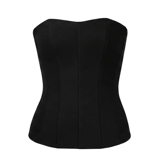 Corset talle largo, Gabardina, Negro