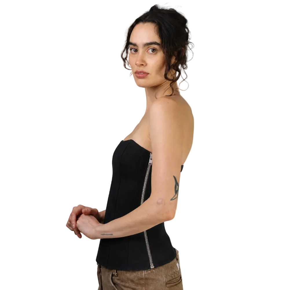 Corset talle largo, Gabardina, Negro