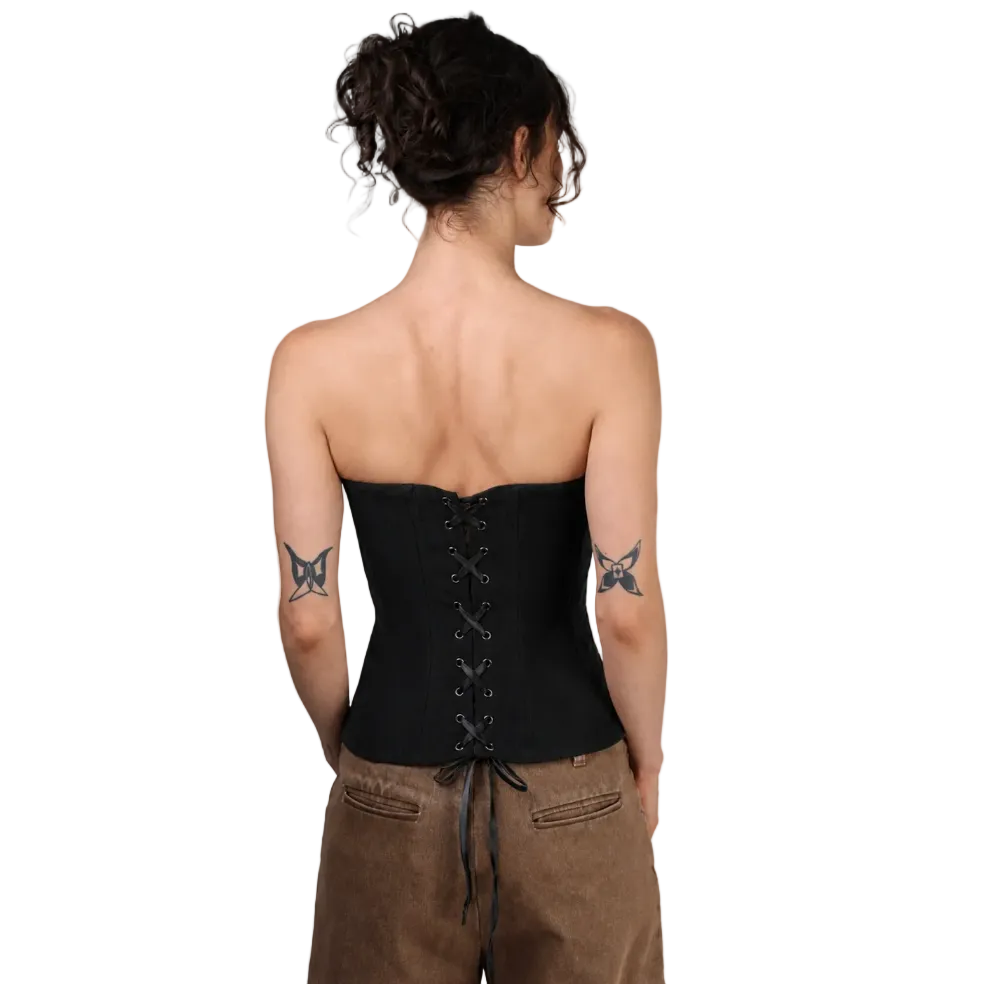 Corset talle largo, Gabardina, Negro