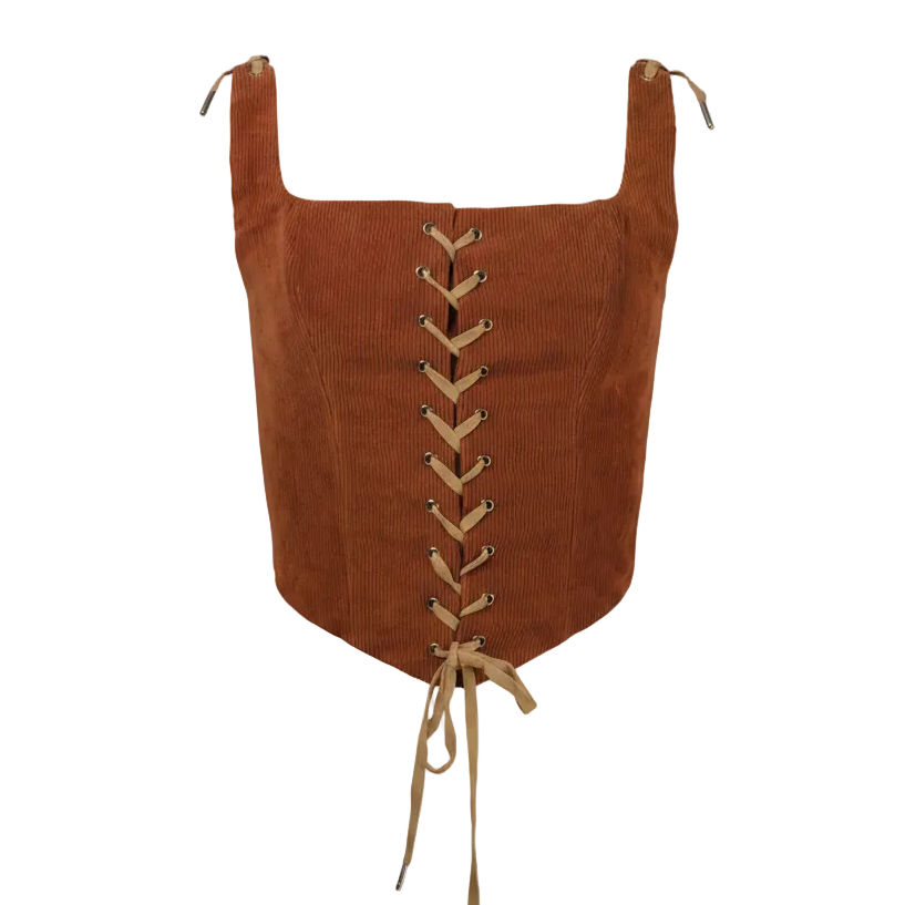 Corset talle medio, Pana, Ladrillo, Ajuste al frente