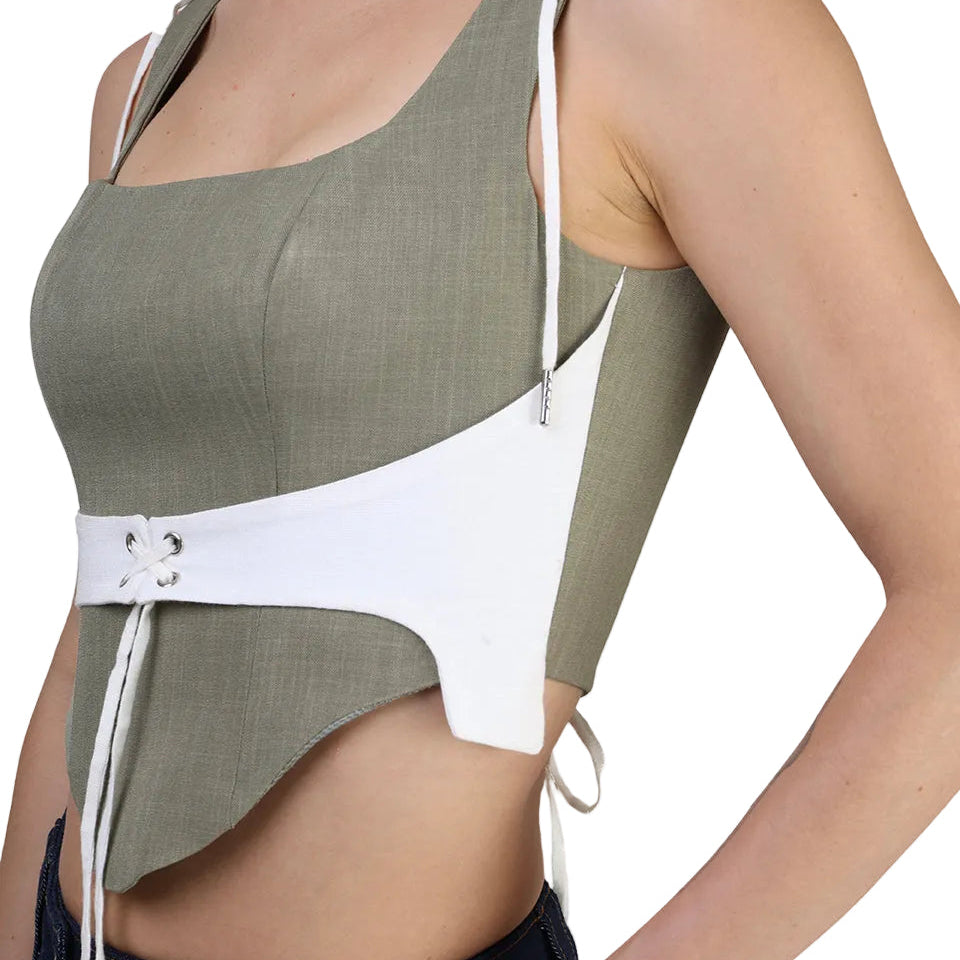 Corset talle corto, Honolulu, Verde, Fajin hueso, Ajuste en la espalda