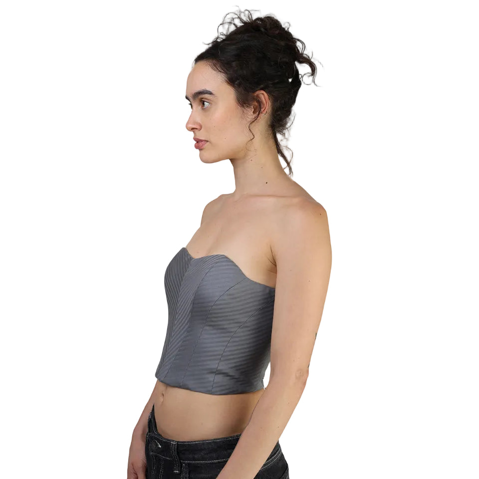 Corset talle corto, Lana, Gris, Ajuste en la espalda