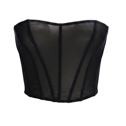 Corset talle corto, Suavenet, Negro, Ajuste en la espalda