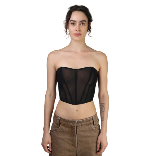 Corset talle corto, Suavenet, Negro, Ajuste en la espalda