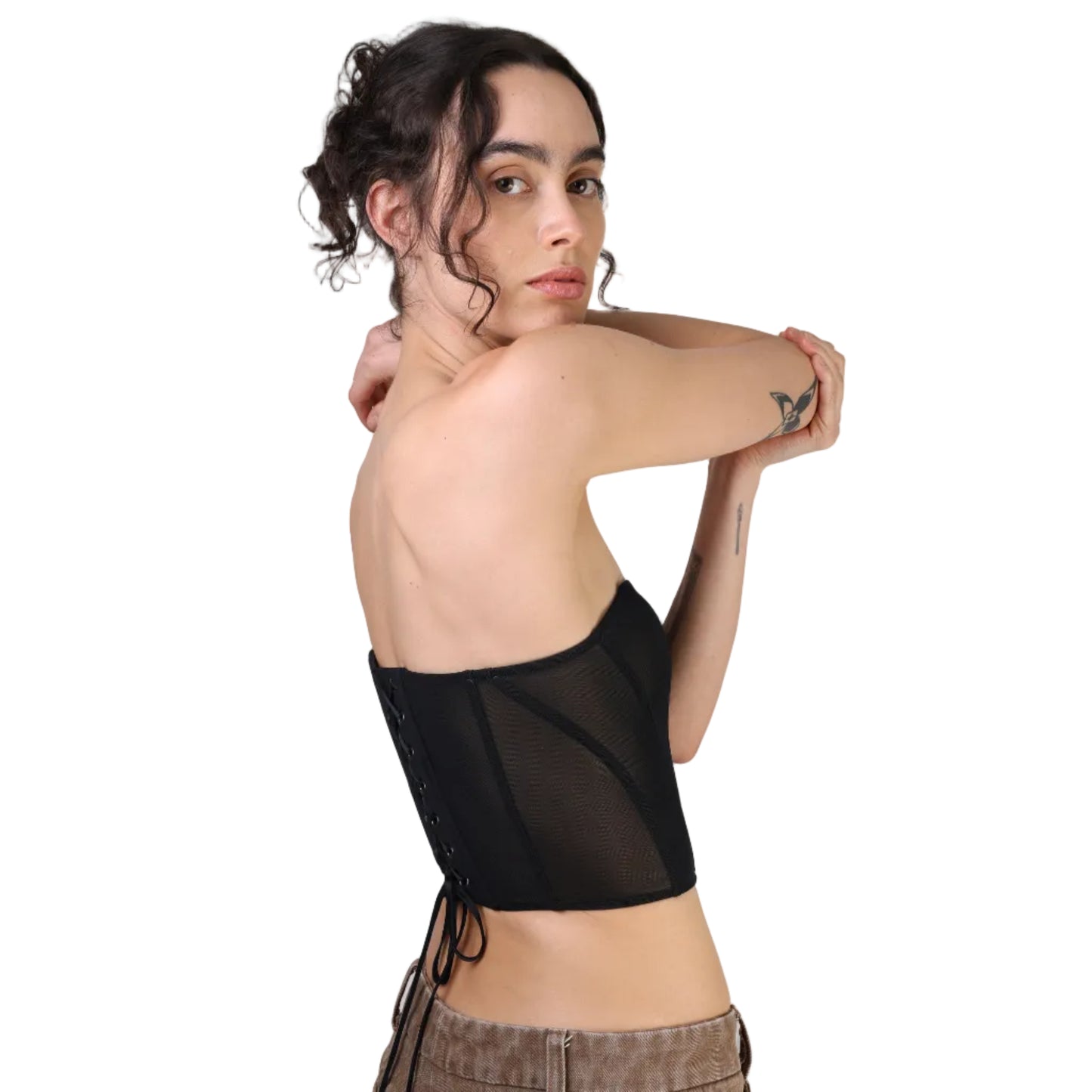 Corset talle corto, Suavenet, Negro, Ajuste en la espalda