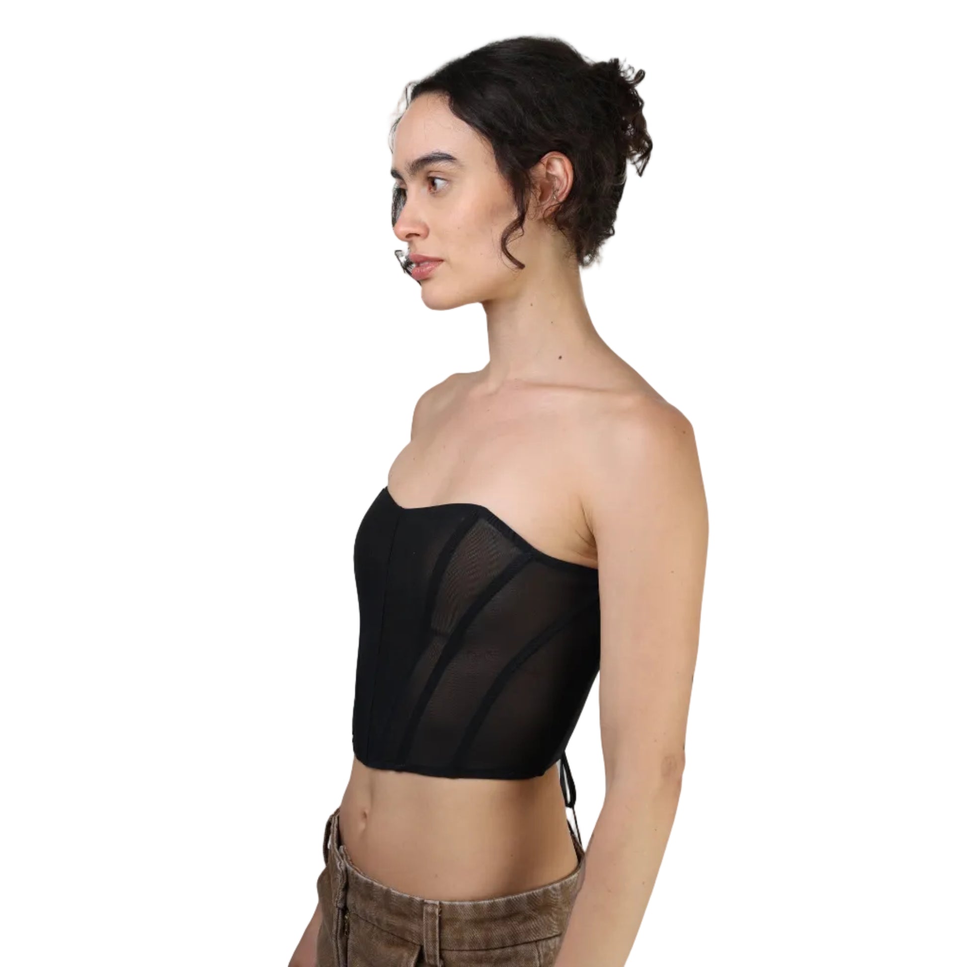 Corset talle corto, Suavenet, Negro, Ajuste en la espalda