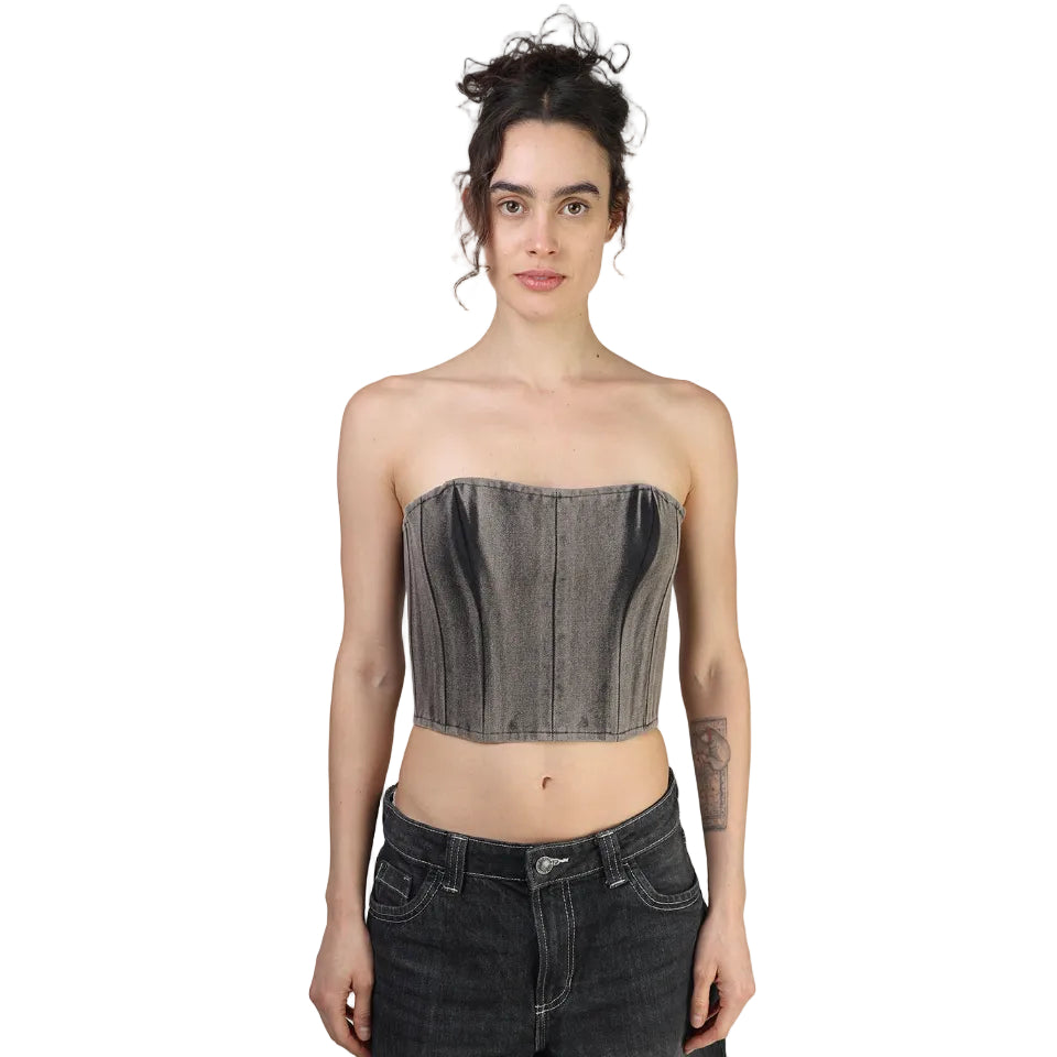 Corset talle corto, Mezclilla Acid, Lavado, Ajuste en la espalda