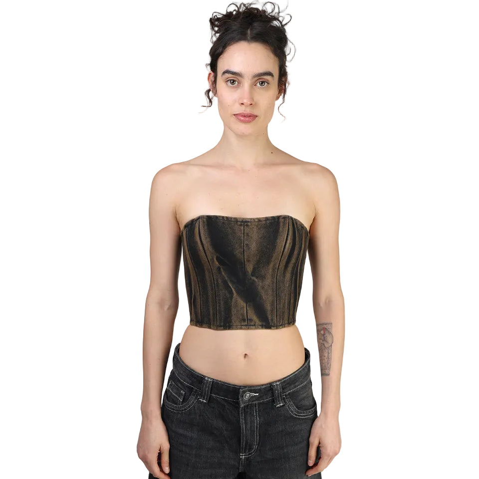 Corset talle corto, Mezclilla Grapa, Lavado, Ajuste en la espalda
