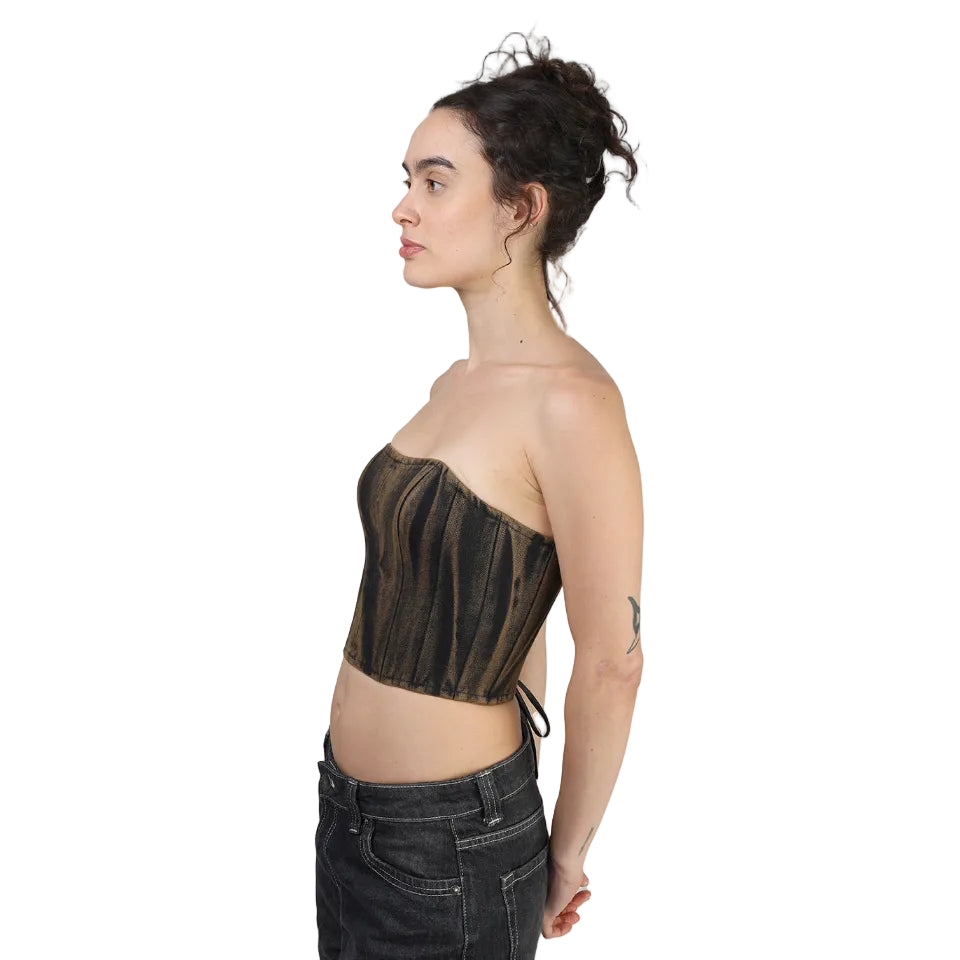 Corset talle corto, Mezclilla Grapa, Lavado, Ajuste en la espalda