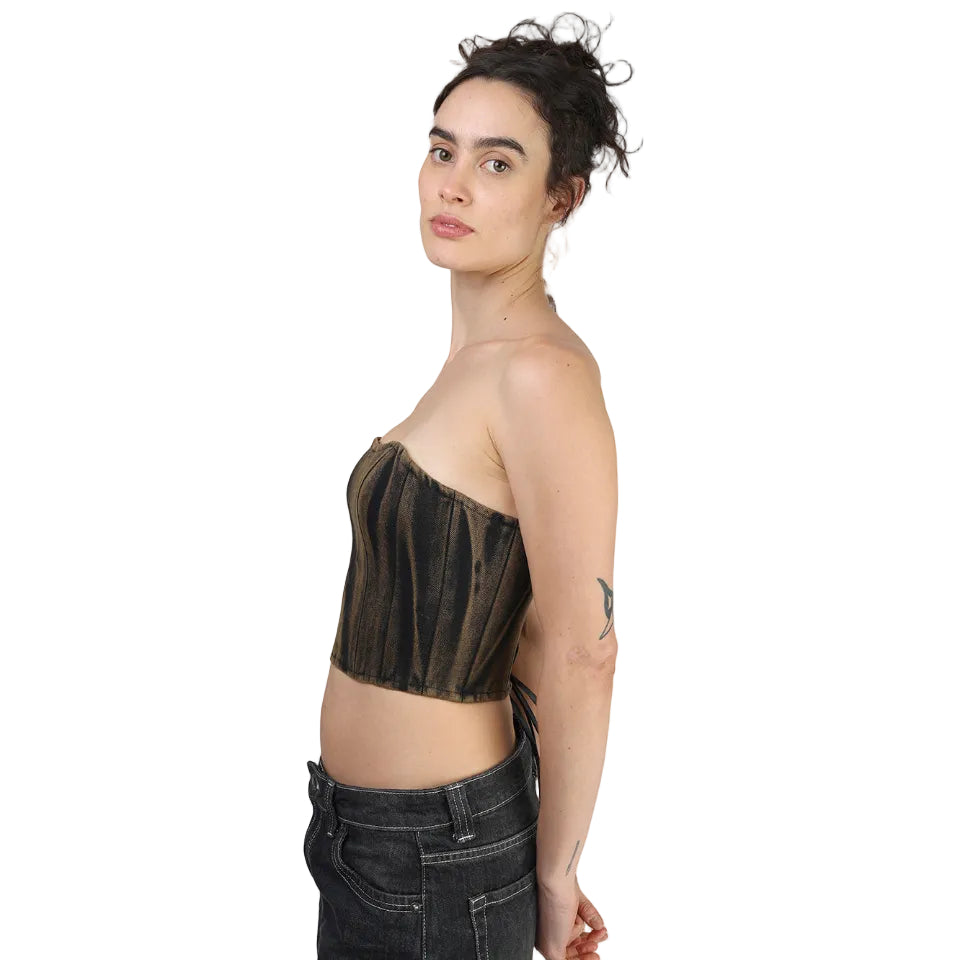 Corset talle corto, Mezclilla Grapa, Lavado, Ajuste en la espalda