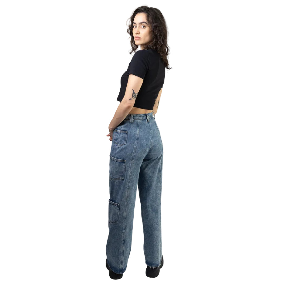 Pantalón, Mezclilla Azul, bolsas parche en laterales