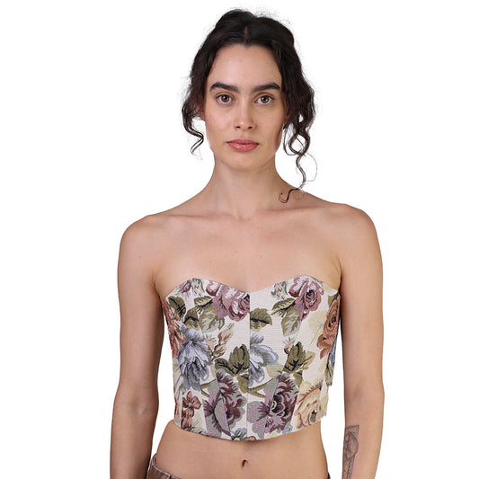 Corset talle corto, Tapicería, Floral, Ajuste en la espalda