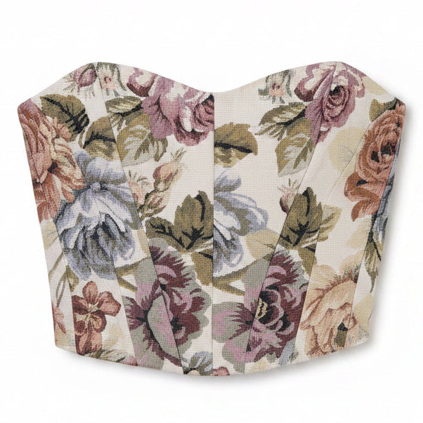 Corset talle corto, Tapicería, Floral, Ajuste en la espalda