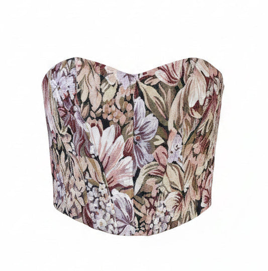 Corset talle corto, Tapicería, Floral, Ajuste en la espalda