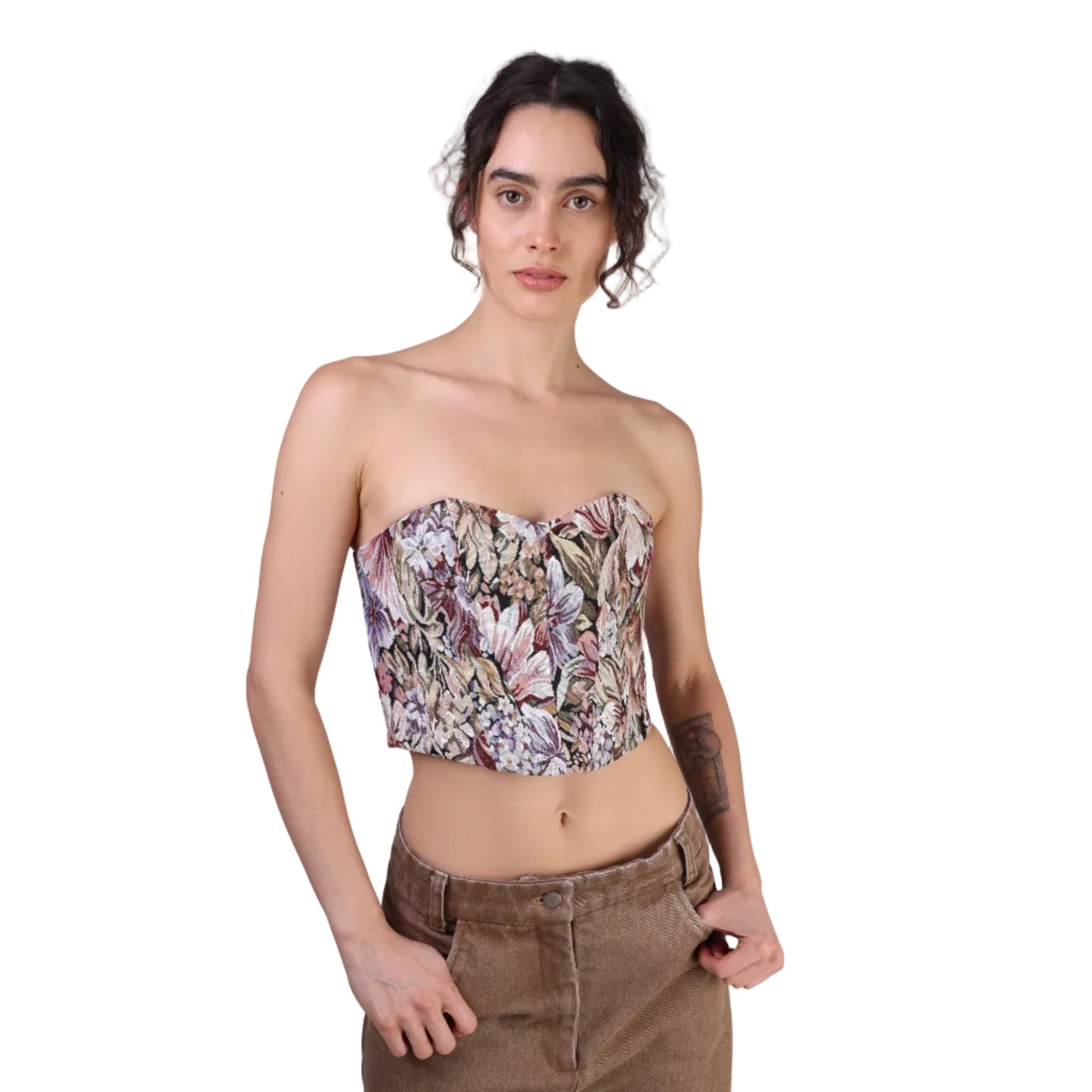 Corset talle corto, Tapicería, Floral, Ajuste en la espalda