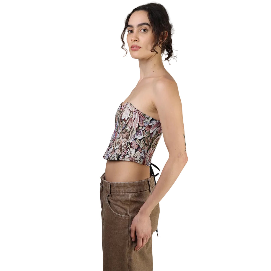 Corset talle corto, Tapicería, Floral, Ajuste en la espalda