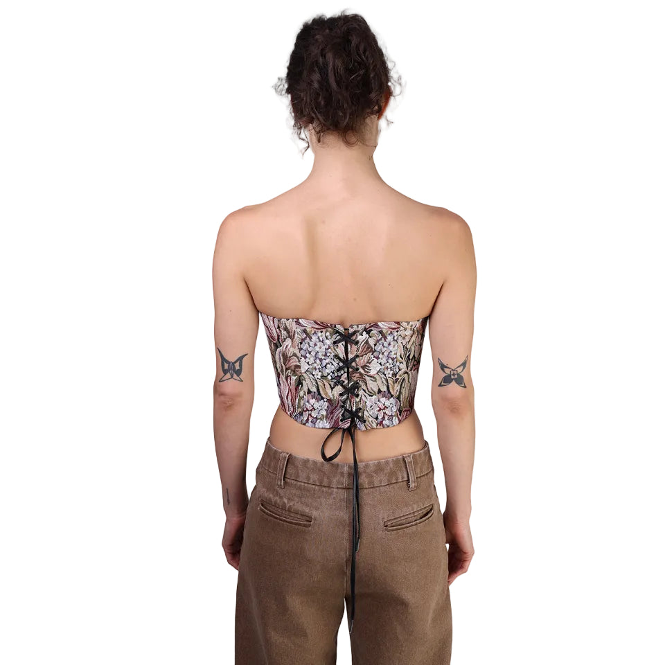 Corset talle corto, Tapicería, Floral, Ajuste en la espalda