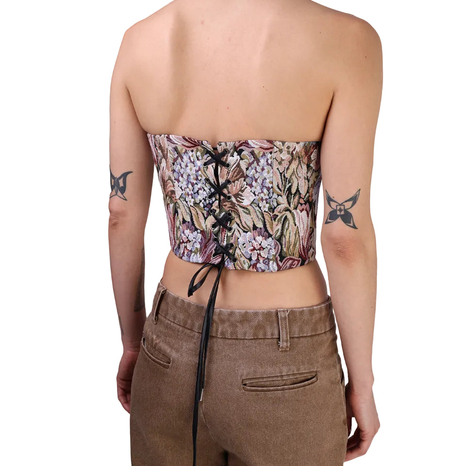Corset talle corto, Tapicería, Floral, Ajuste en la espalda