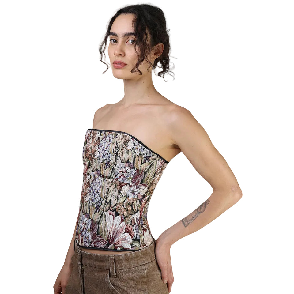 Corset talle medio, Tapicería, Floral, Ajuste en la Espalda